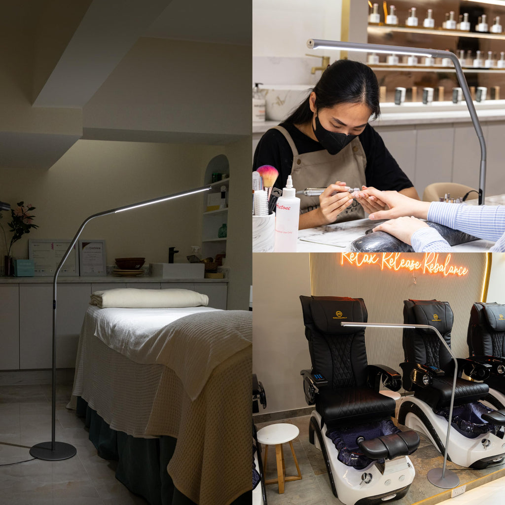 Slimline 4 LED Floor Lamp - 6, 000K, 3, 200 Lux, 4 Brightness Levels, USB-C Port for Fast Charging - Sleek Design
