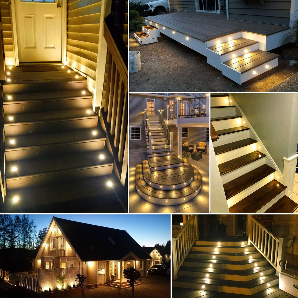 LED Deck Light Kits Warm White, 1.22" Recessed Step Light 16 Pack