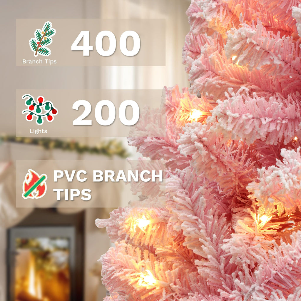 4.5ft Pre-lit Pink Christmas Tree with Remote Control Lights