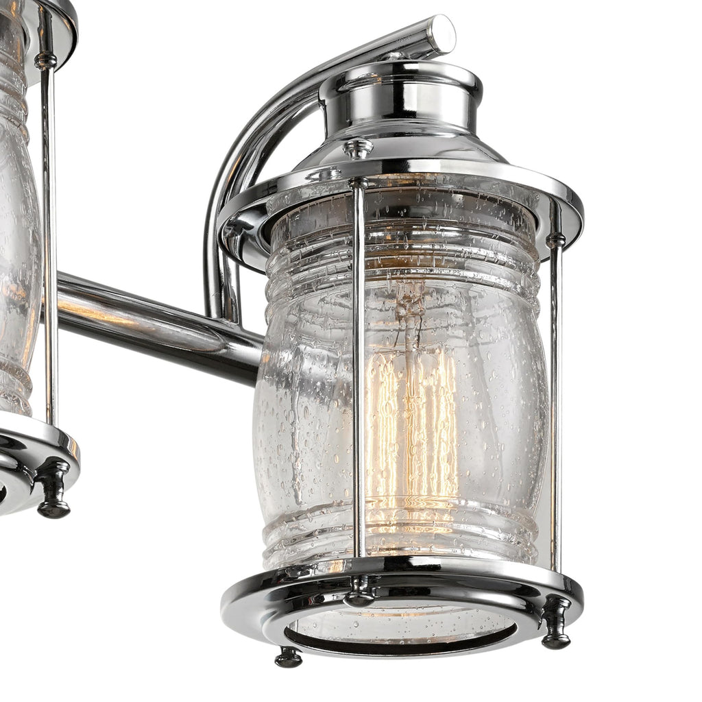 Bayfield 3-Light Vanity Light, Chrome, Ribbed Seeded Glass Shades, Bulb Not Included
