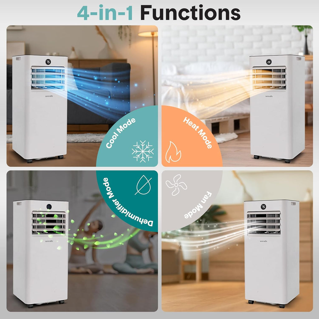 8,000 BTU Portable Air Conditioner and Heater, Small AC with Dehumidifier and Fan, Wifi Function