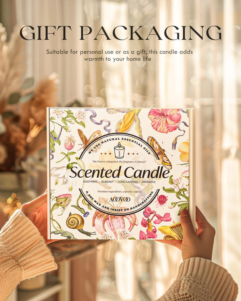 Fall Candles Set for Women - Aromatherapy Candle with Crystals Inside, 28 oz 200 Hour Long Lasting, 4 Pack Candles