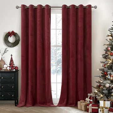 Burgundy Velvet Curtains 84 Inch Length 2 Panels