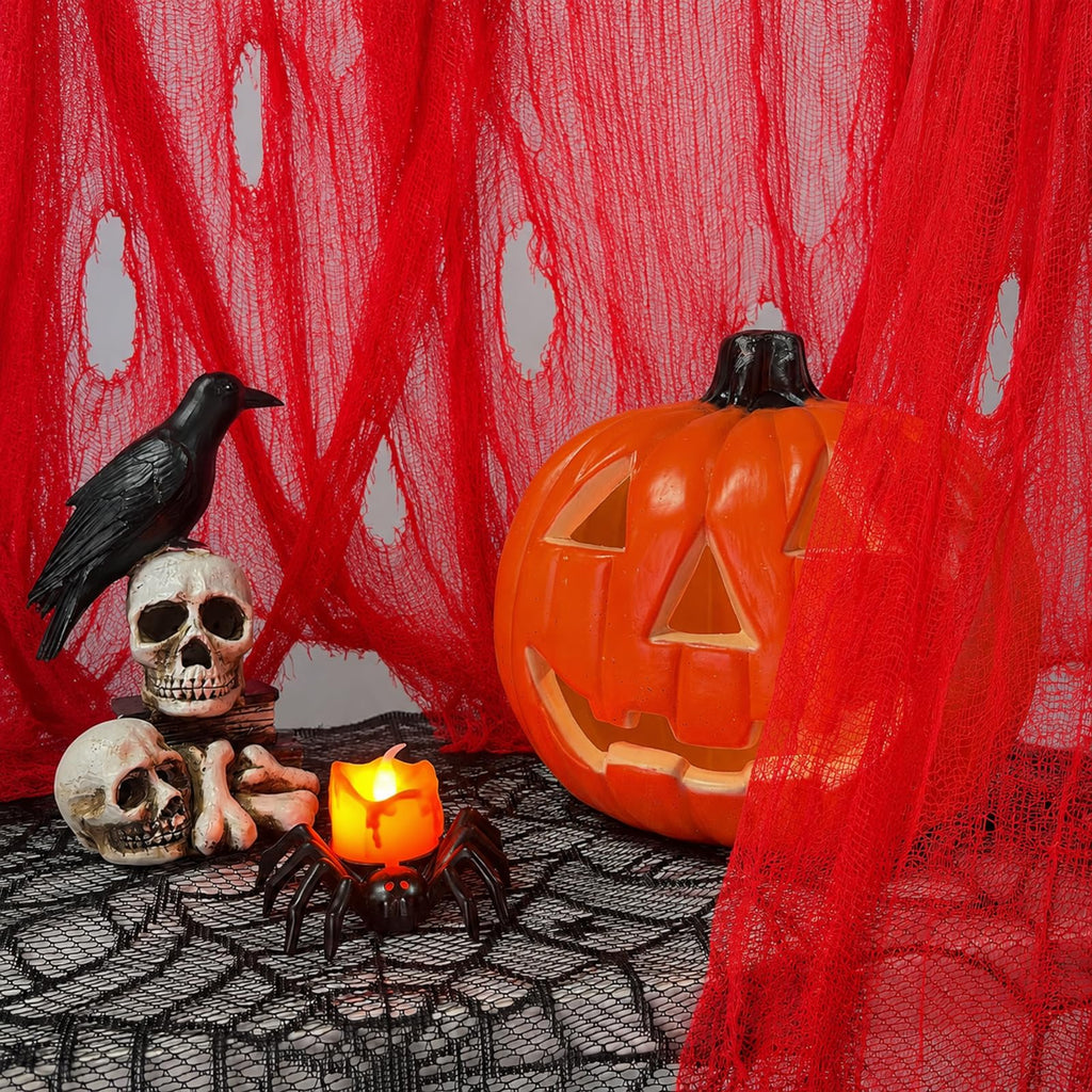 Halloween Creepy Cloth Red 79 X 315 in, Spooky Scary Gauze Decor