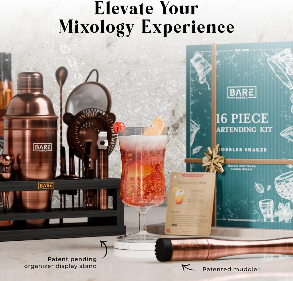 Mixology Bartender Kit Bar Set | 16-Piece Cocktail Shaker Set | Martini Barware Mixing Tools Bartending | Incl. 35 - Set of 16