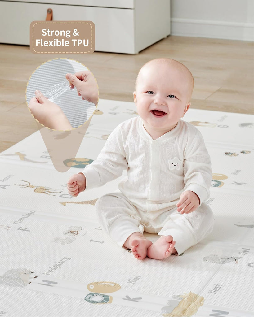 Extra Large Foam Baby Play Mat, 71.5x70 in Reversible & Waterproof