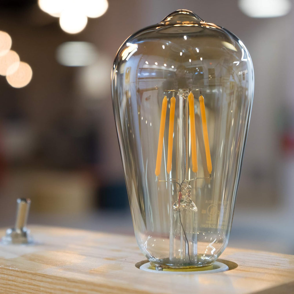 Vintage LED Edison 4W Bulbs - 2200K Dimmable Warm Illumination (40W Equivalent) - E26/27 Amber-Gold Tint