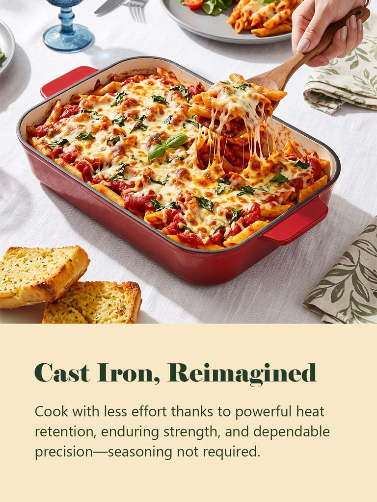 Enameled Cast Iron Casserole Dish, 9x13" Lasagna Pan with Handles