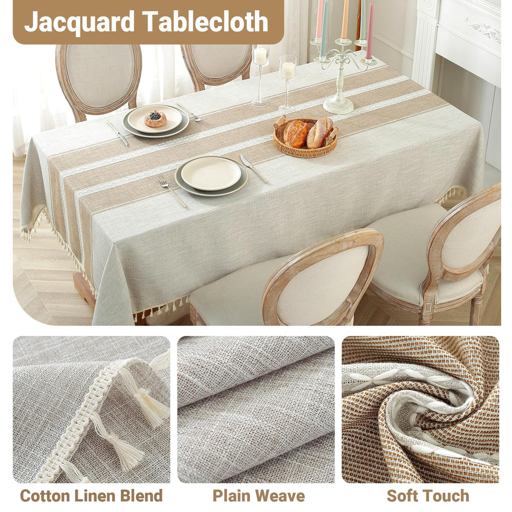 Rectangle Jacquard Tablecloth with Tassels 55x120 Inch