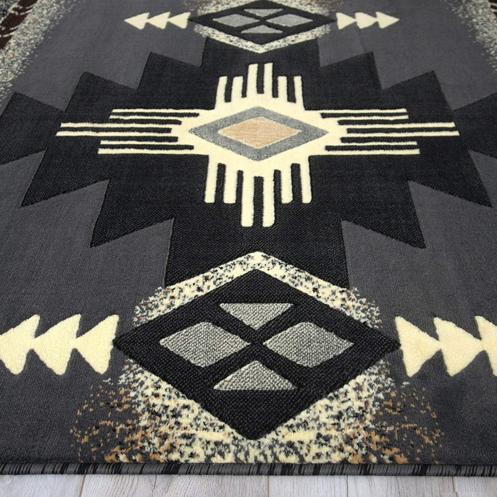 Southwest Navajo Aztec Native American Tribal Gray Area Rug Carpet (5 Feet 3 Inch X 7 Feet 5 Inch)