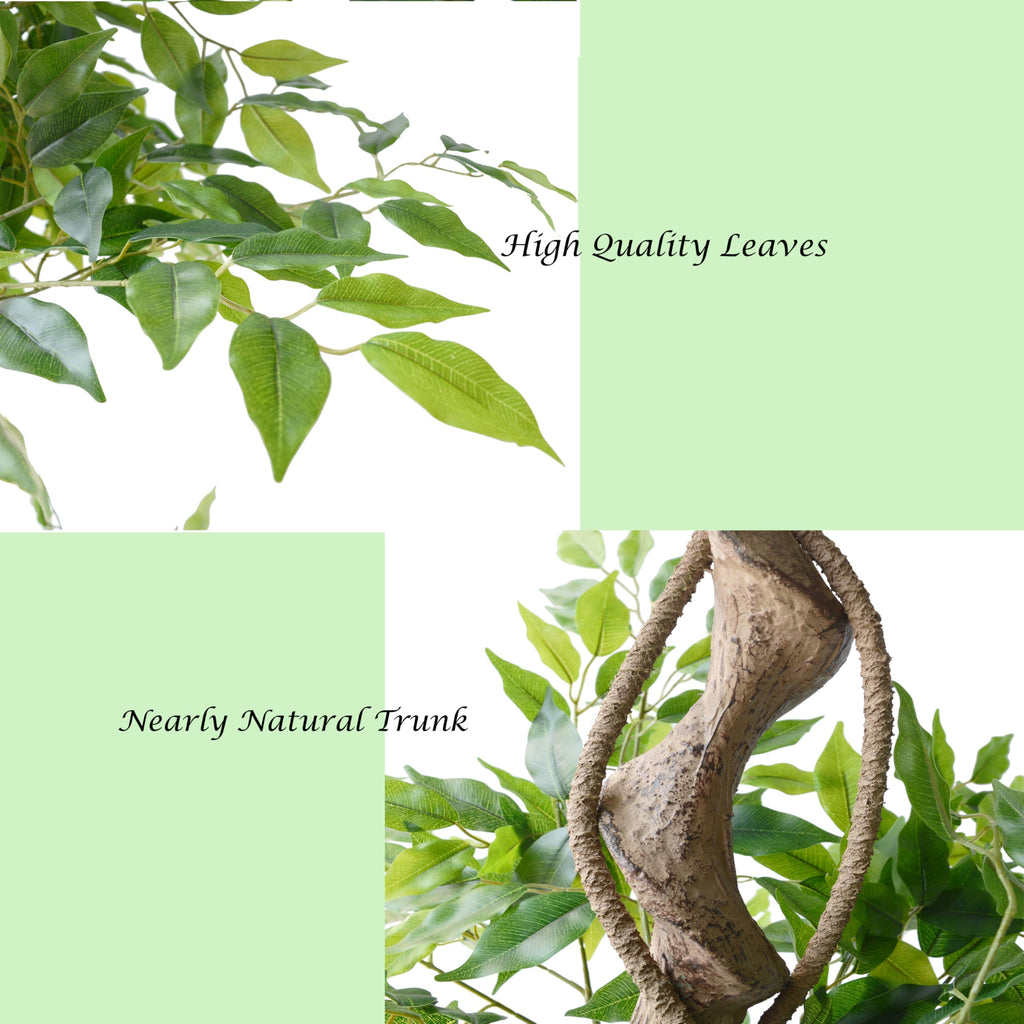 7ft Artificial Ficus Tree Fake Plant with White Planter