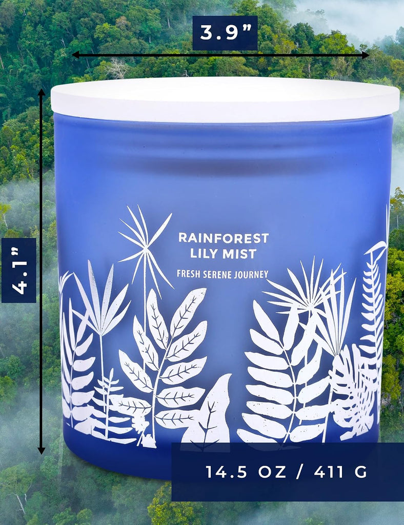 Large 3-Wick Soy Scented Candle, Rainforest Lily Mist, Fresh Rain, 14.5 Oz - Set of 145