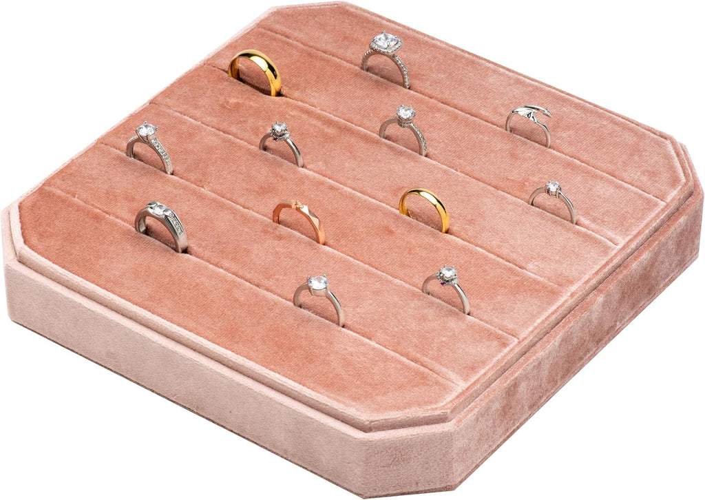 Multiple Velvet Ring Storage Organizer Display Tray Jewelry Box