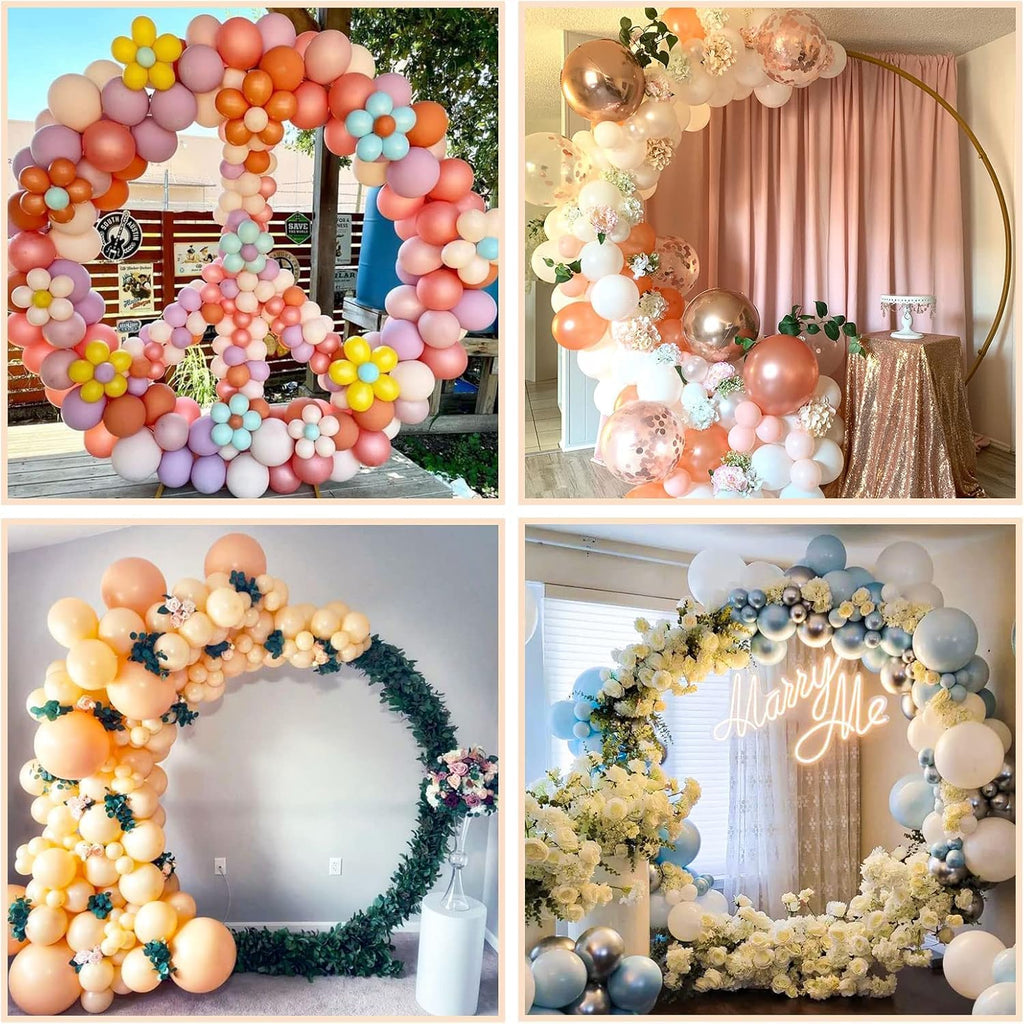 6.9ft Round Backdrop Stand Circle Arch Frame, Golden Metal Balloon Arch Stand Kit for Wedding Birthday, Balloon Ring
