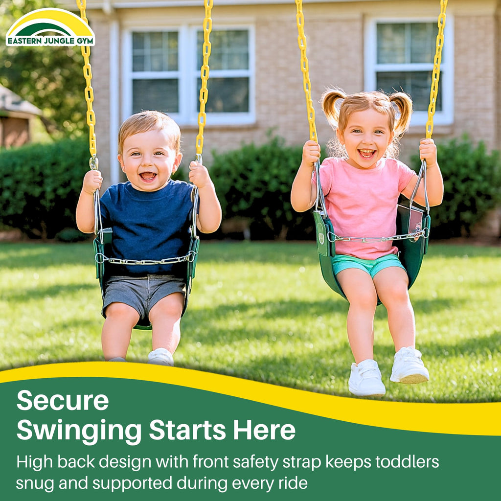 High Back Half Bucket Toddler Swing Seat, Green
