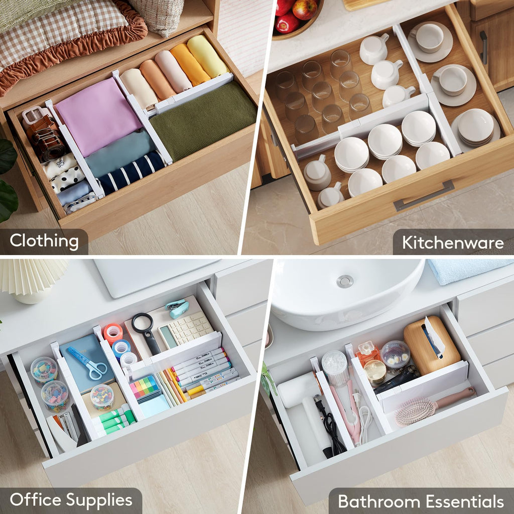 4" High Upgrade Drawer Divider, Adjustable Drawer Organizer Clothes