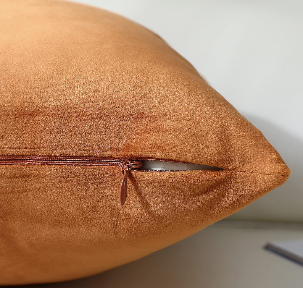 Comfy Terracotta Throw Pillow Covers Decorative Square Solid Thick Velvet Super Soft Cushion Cases Home Decor for