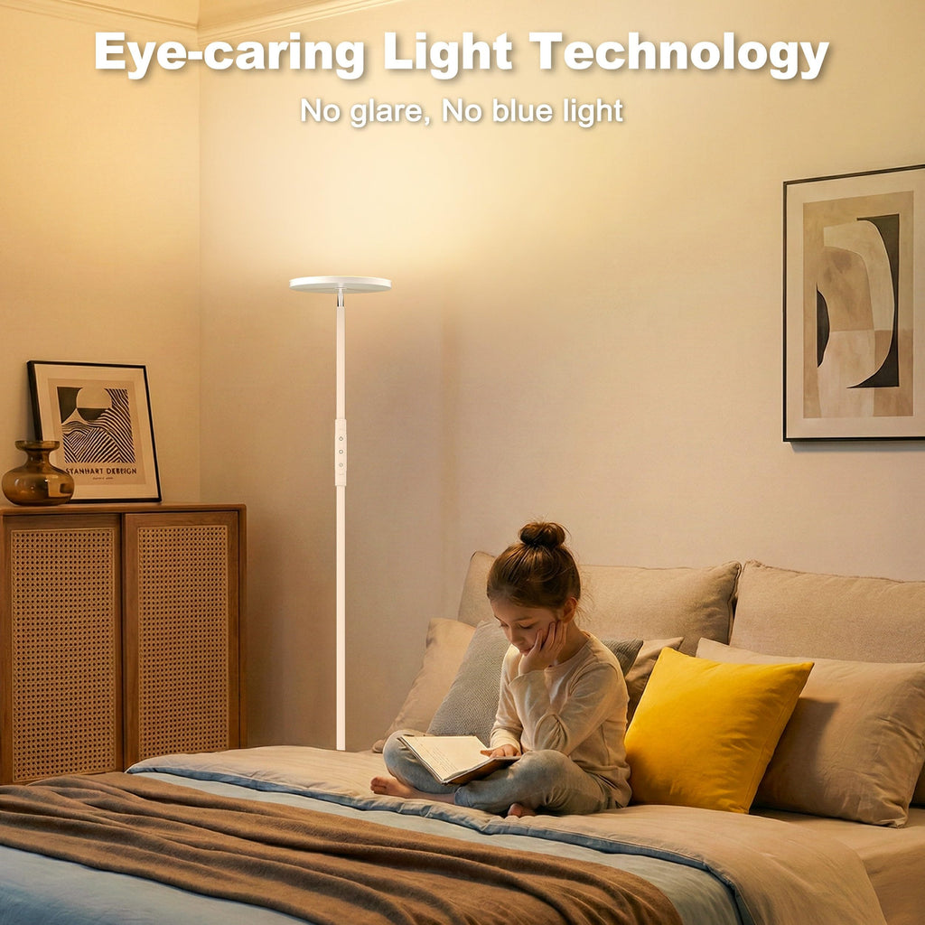 LED Floor Lamp, Bright Standing Lamp 350W Equivalent with Stepless Dimming, Modern Torchiere Room