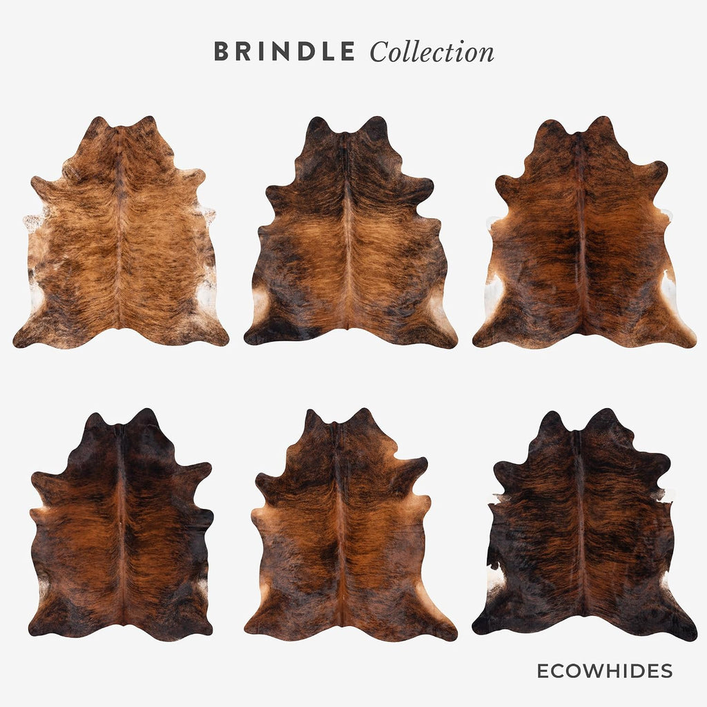 100% Genuine Brazilian Cowhide Rug - Brindle - Luxury Cowskin Leather Area Rug Décor 7 x 6 feet