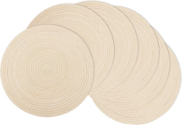 Round Placemats Braided Dining Table Kitchen Decor Mets - Set of 6