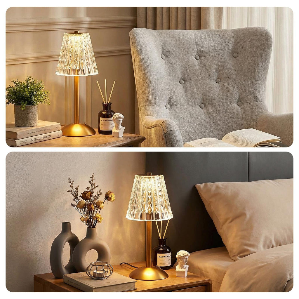 4 Pcs Cordless Table Lamp LED Touch, Gold, Classic Style
