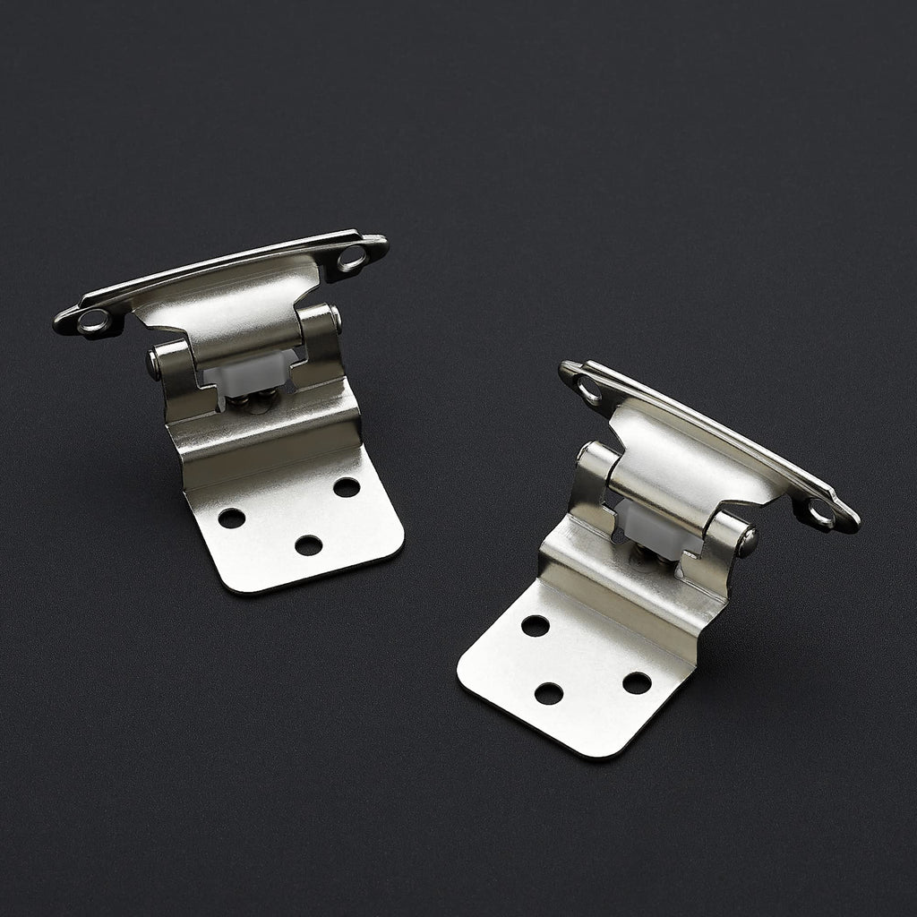 Satin Nickel Kitchen Cabinet Hinges, 3/8" Inset, 60 Pack