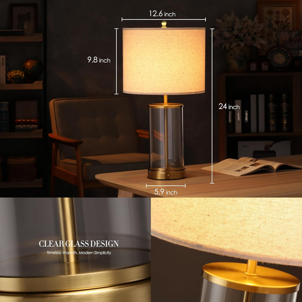 O’Bright Luma - Battery Powered Table Lamp, Cordless Glass Bedside Lamp with Rechargeable 10,000mAh Battery