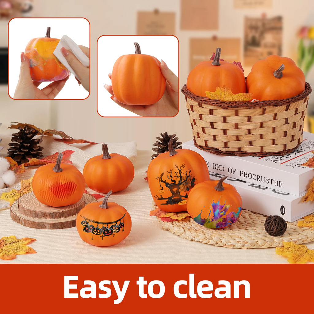 Orange Artificial Pumpkins, Harvest Decor Foam Pumpkin 8 PCS Set