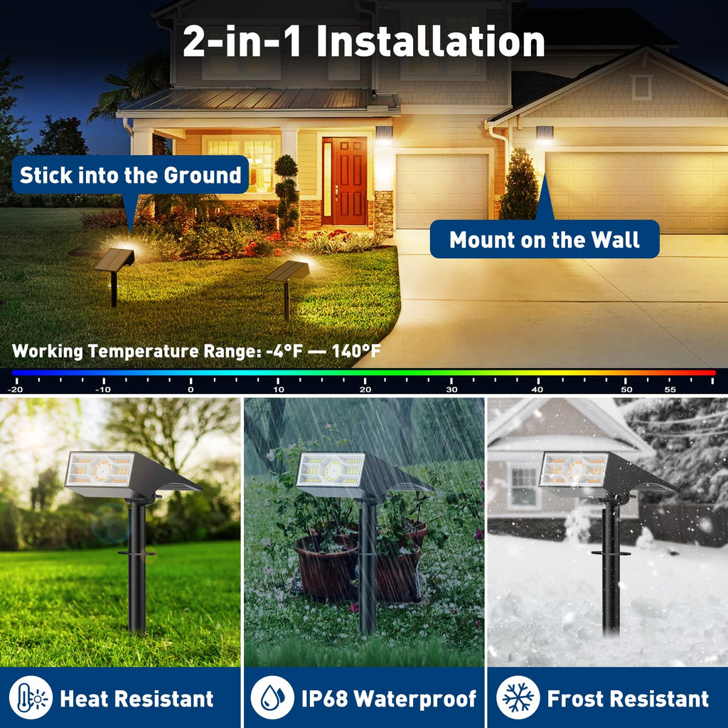 Solar Spot Lights Outdoor, 10 Packs/56 LED, Warm White Solar Spotlights