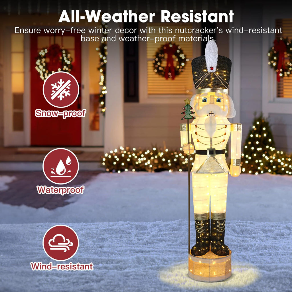 7.5FT Giant Lighted Nutcracker Christmas Decor Outdoor with 170 LED, White
