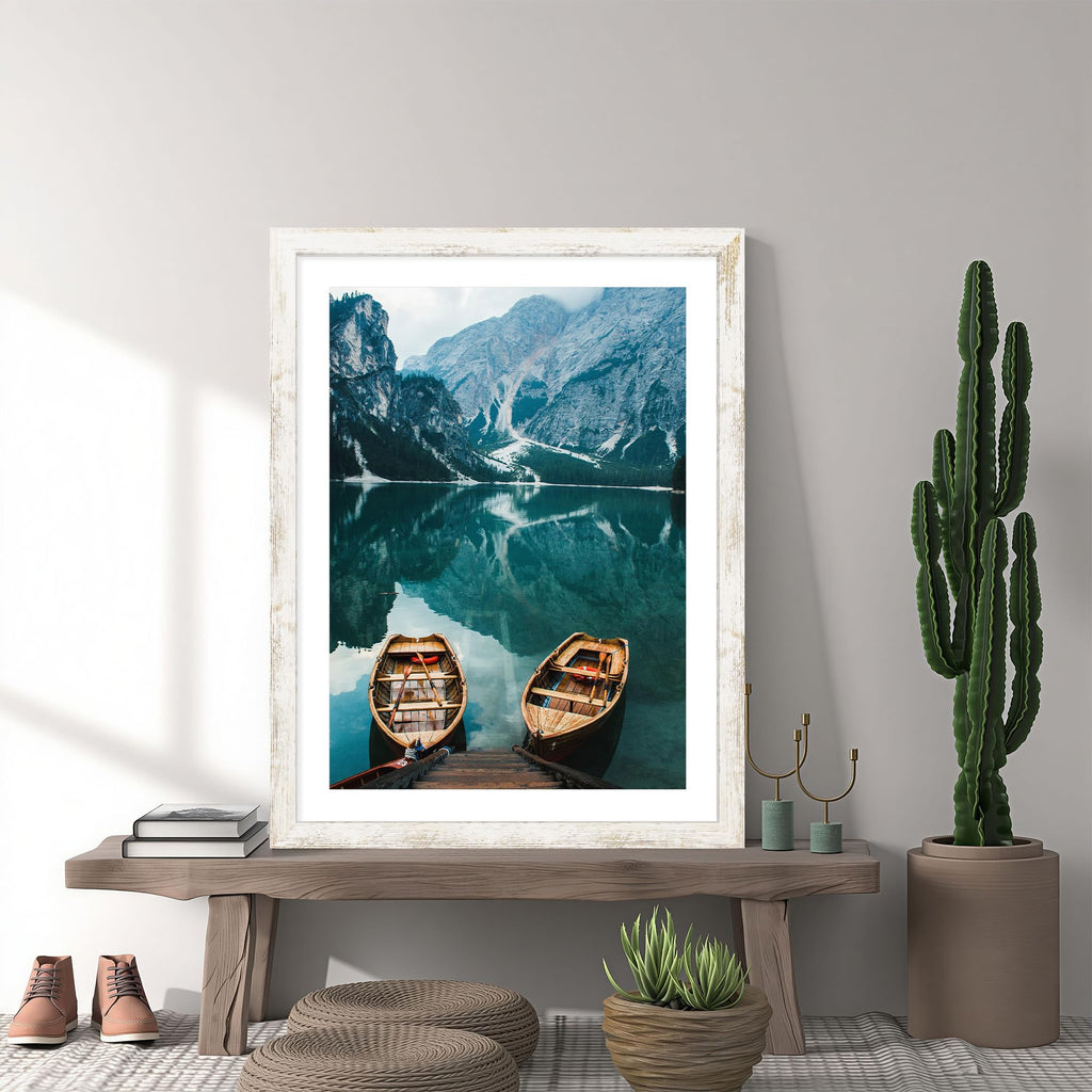 24x32 Poster Frame, Distressed White Wood Style, Wall Mounting