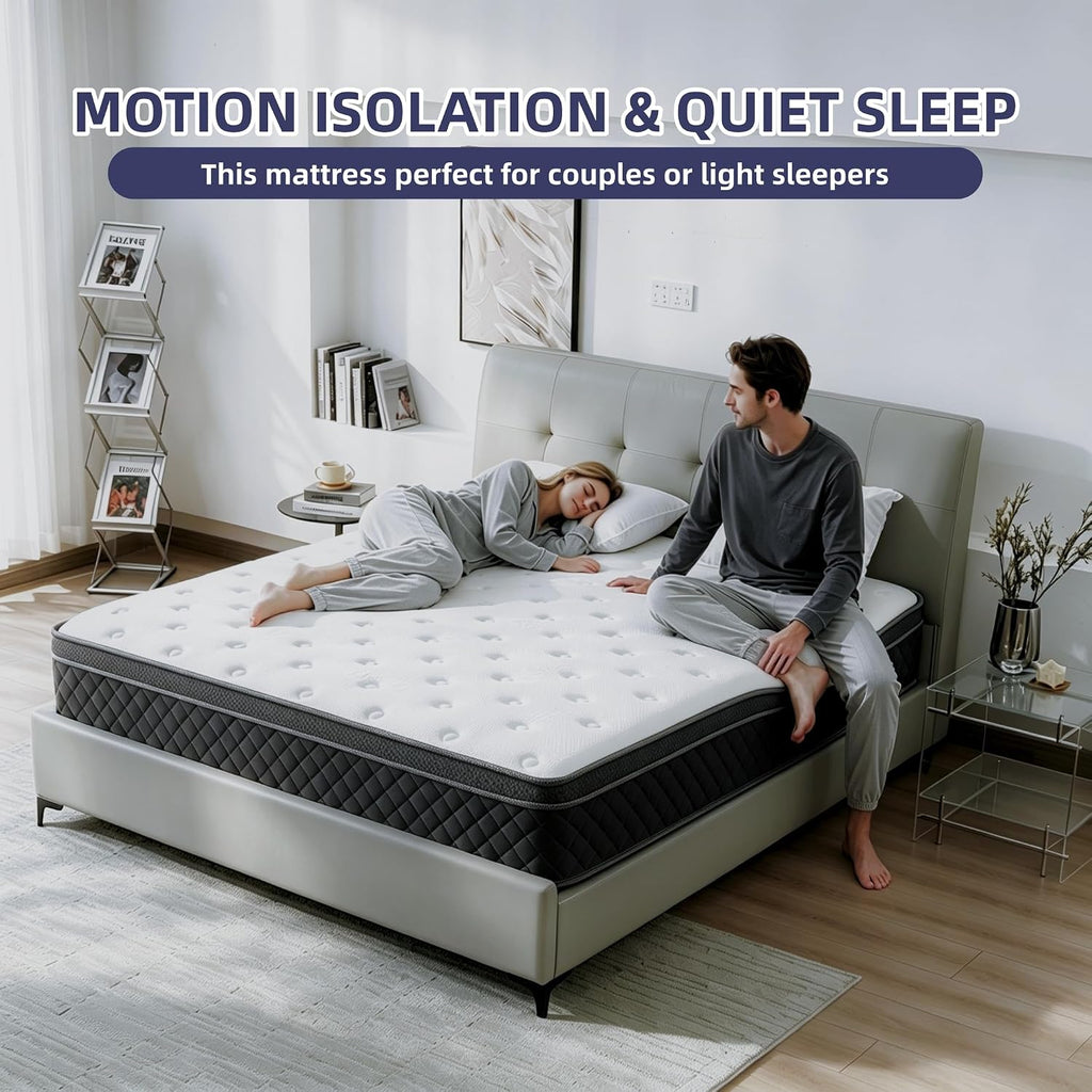 Full Mattress, 12 Inch Full Size Mattress in a Box, Medium Firm Hybrid Mattresses with Pocket Springs and Memory