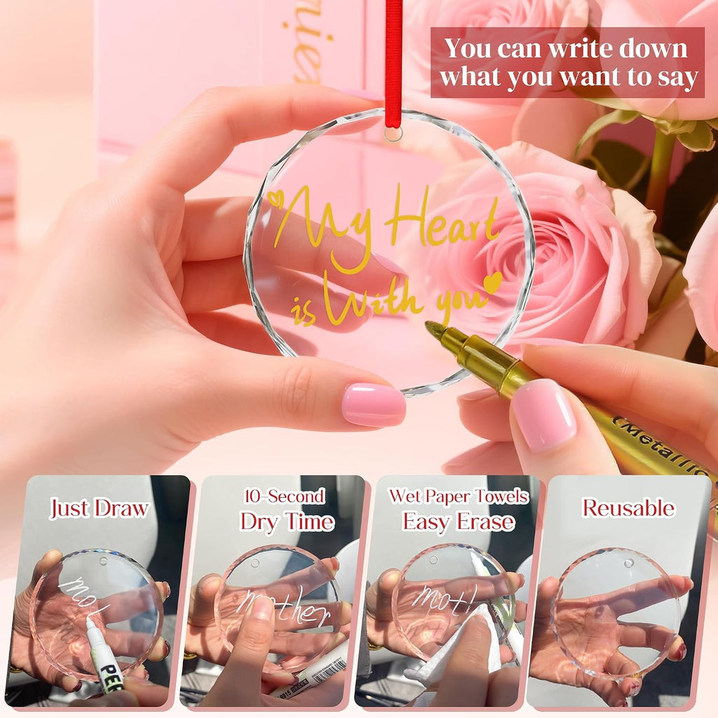Personalized Glass Ornaments 3'' Clear Round Glass Ornament Blank - Set of 6