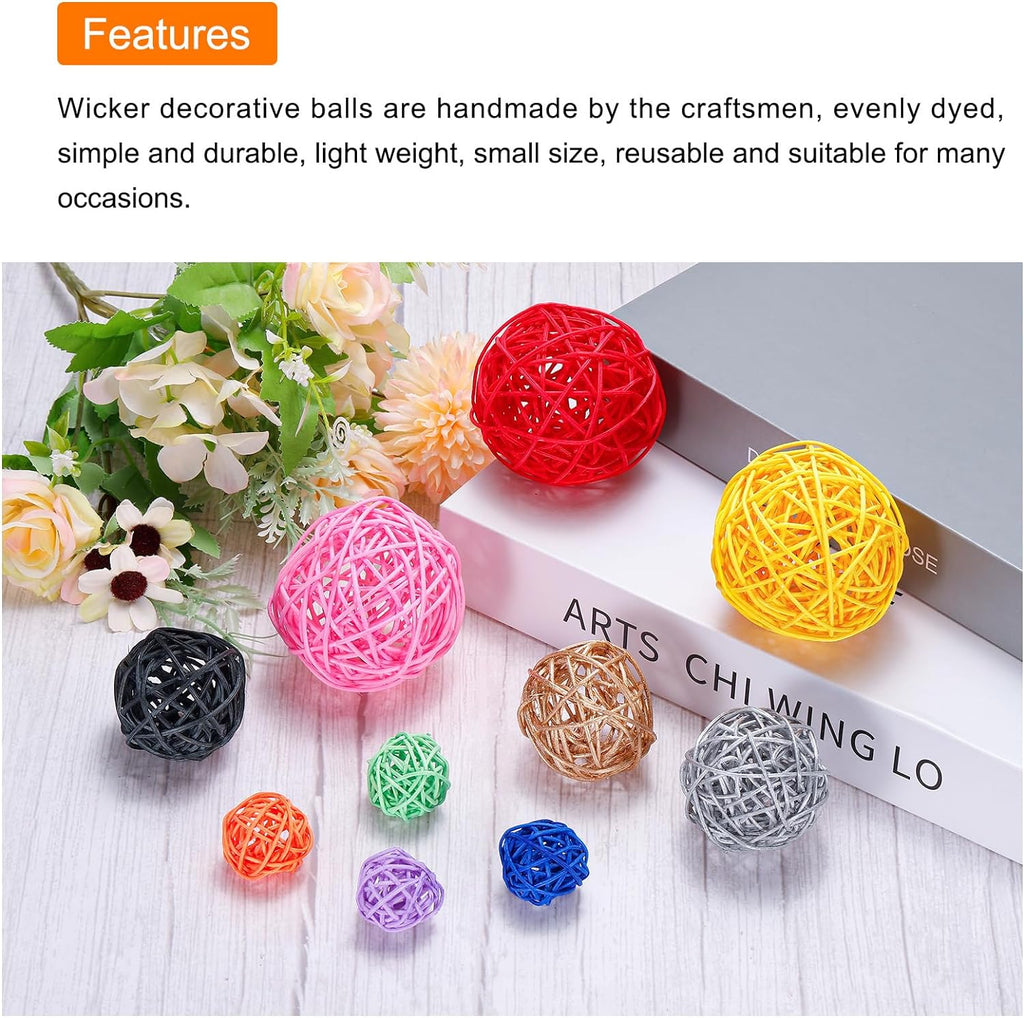 Wicker Rattan Balls 3.2 Inch Rattan Decorative Balls Vase Fillers for Wedding Party Centerpiece Bowls Home - Set of 6