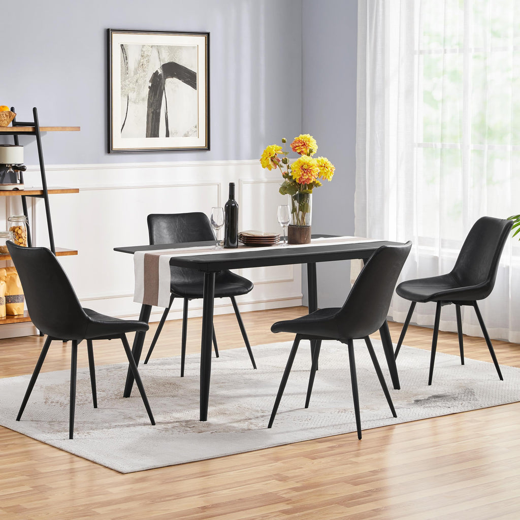 Dining Chairs Set of 4 Mid Century Modern Kitchen Chairs Black