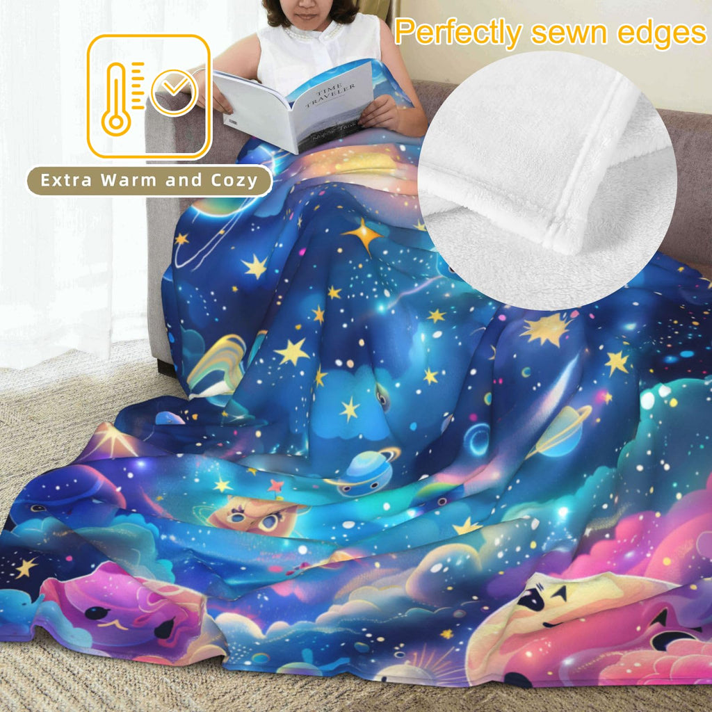Butterfly Memorial Flannel Blanket Thinking of You Gifts for Women, 50x40inch, Golden Angel Wing and Sky Background