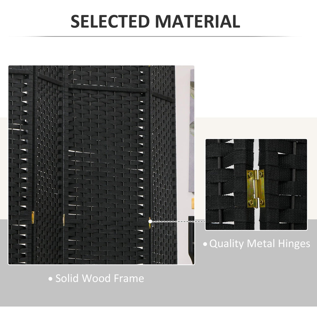 Room Divider 8 Panel Privacy Screen 5.6' Tall Wall Partition Black