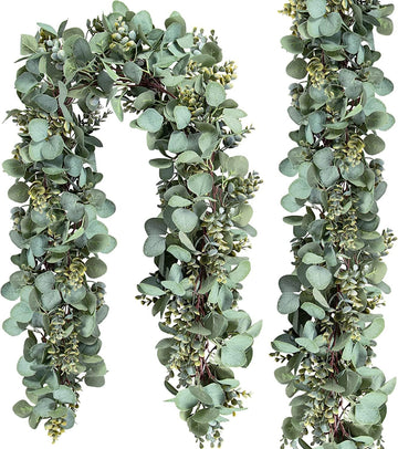 Eucalyptus Garland Lush Artificial Greenery Faux Vines - Set of 2