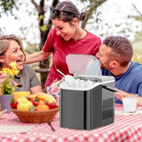 Ice Makers Countertop, Portable Ice Machine with Handle, 6 Mins 9 Bullet Ice Cubes with Basket and Scoop, 26lbs