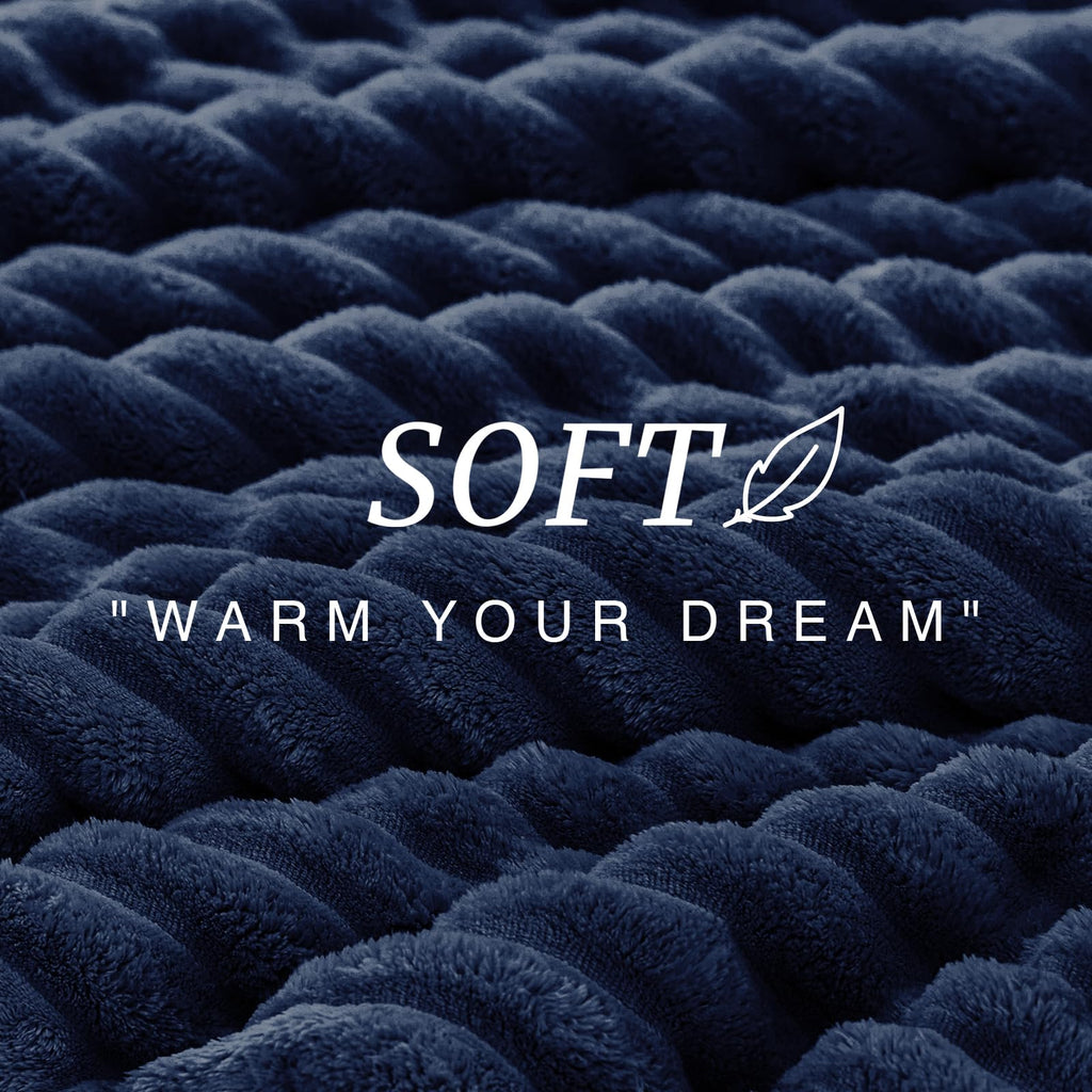Fluffy Comforter Set, 2 Pieces Bed Set, Navy Blue