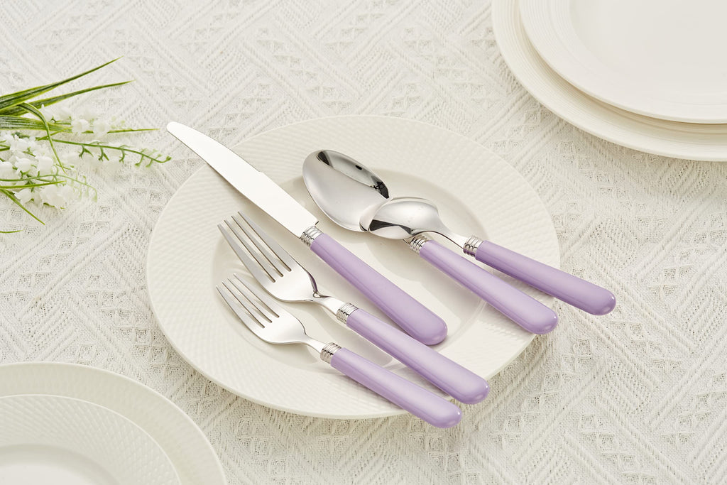 Stainless Steel Colorful Tableware Kitchen Flatware Set Utensils, Includes Dinner Knives, Forks, Spoons, Salad Forks