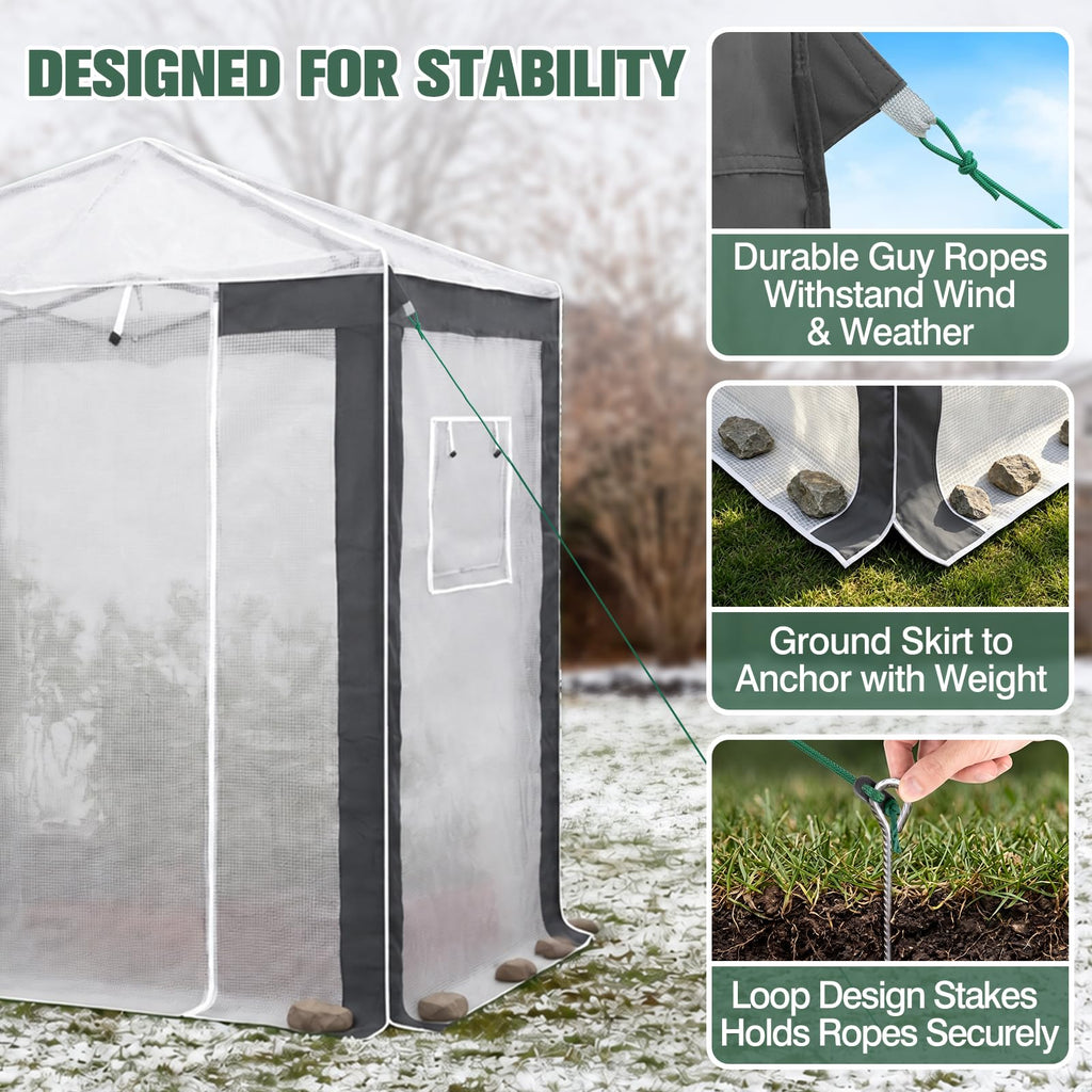 6x4 Walk in Pop Up Greenhouse, Gray/White