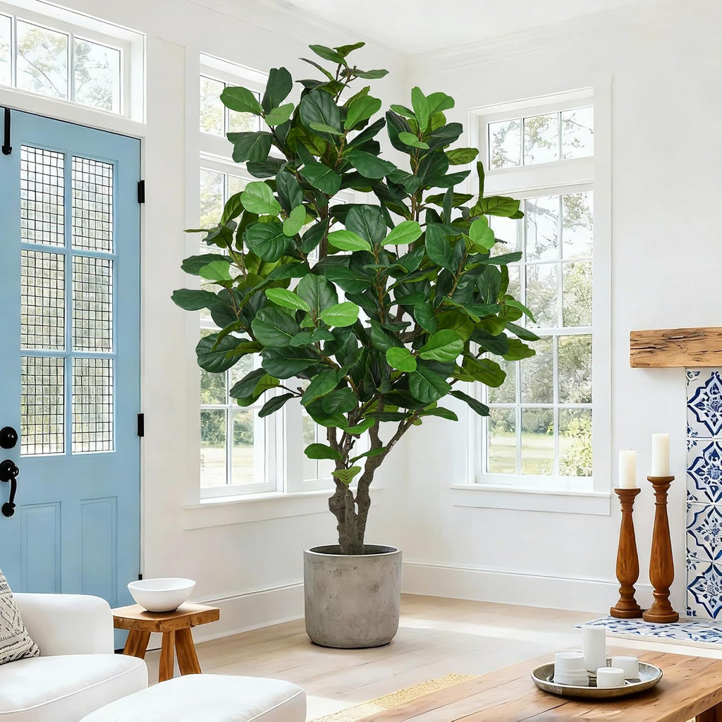 Fiddle Leaf Fig Tree 8FT - Large Fake Tree with 260 Fiddle Leaves, 96" Tall Faux Ficus Lyrata Tree Floor Plants in