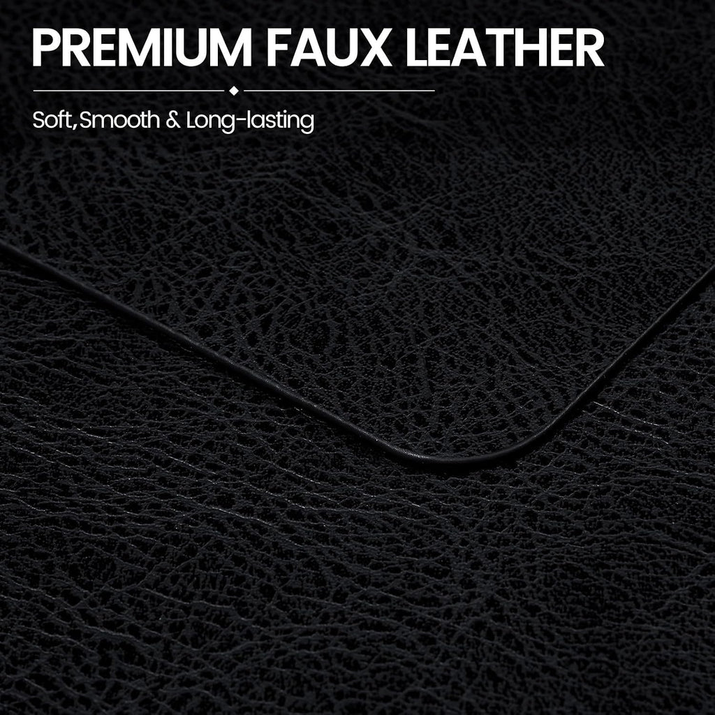 Faux Leather Vinyl Placemats, Easy to Clean, Black - Set of 4