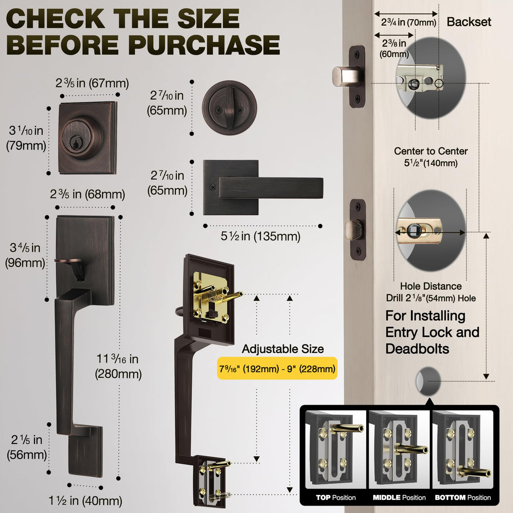 Front Door Handle and Deadbolt Lock Set, Oil Rubbed Bronze