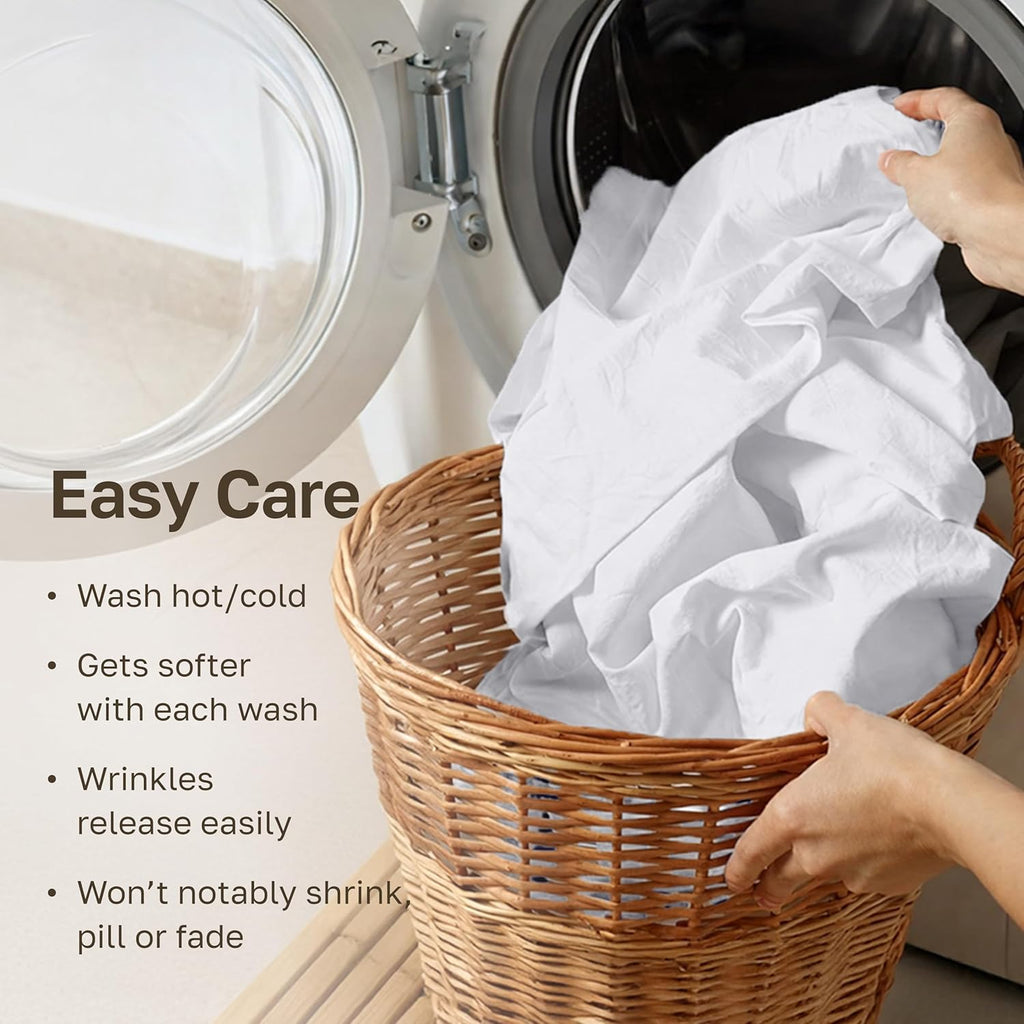 Queen Sheet Set - Soft 100% Organic Cotton Sheets with Deep Pockets, Crisp Percale, Breathable and Durable Bedding