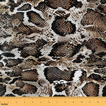 Snake Skin Pattern Outdoor Fabric by The Yard, Brown and Black Wild Animals Fabric by The Yard for Teens Craft