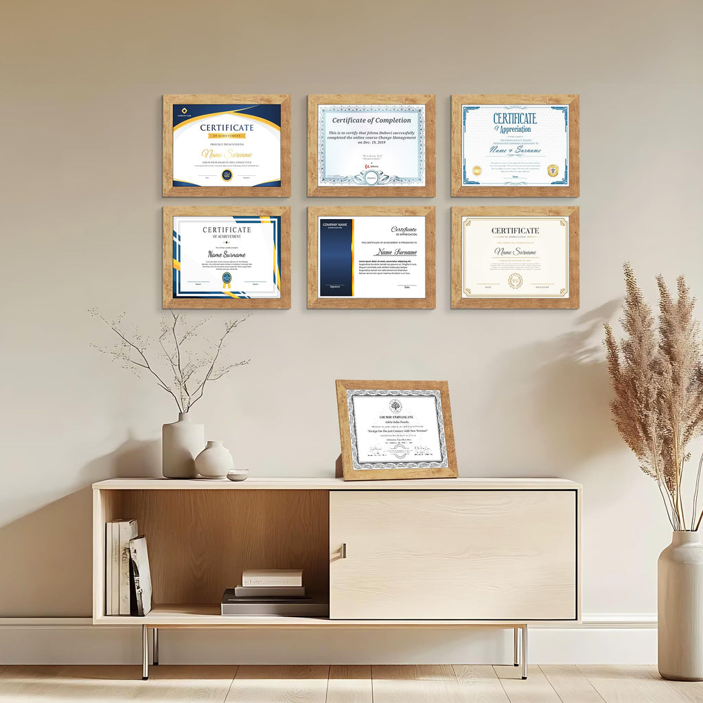 Picture Frame 8.5x11 Rustic Certificate Frames Wall Tabletop Display Horizontally or Vertically, 7 Pack