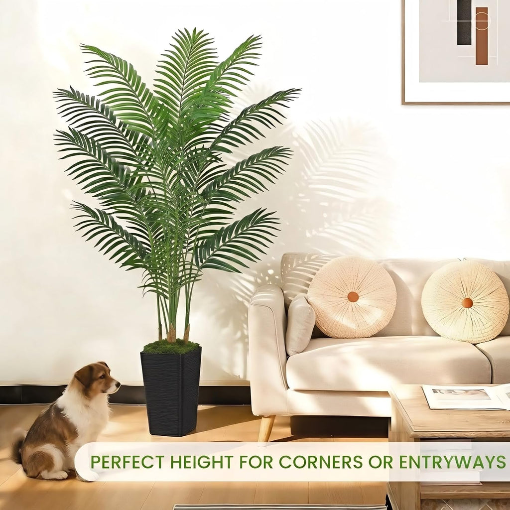 Artificial Palm Tree, 6FT Tall Fake Plant, Faux Tropical Areca Tree