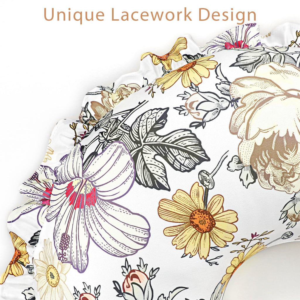 Ruffled Nursing Pillow Cover, Removable Stetchy Case for Breastfeeding Pillows, Ultra Soft and Breathable Feeding